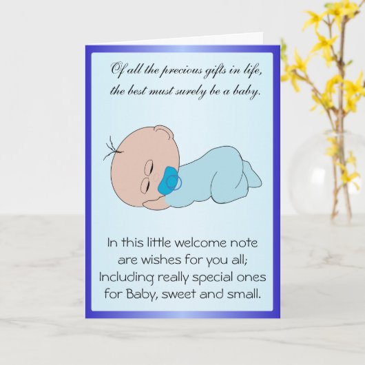 パーソナライズされた新生まれ男の赤ちゃん カード (黄色い花)