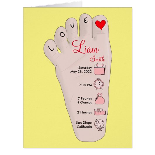 パーソナライズされた新生児ギフト誕生統計詳細 (正面)