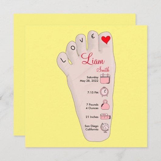 パーソナライズされた新生児ギフト誕生統計詳細 (正面/裏面)