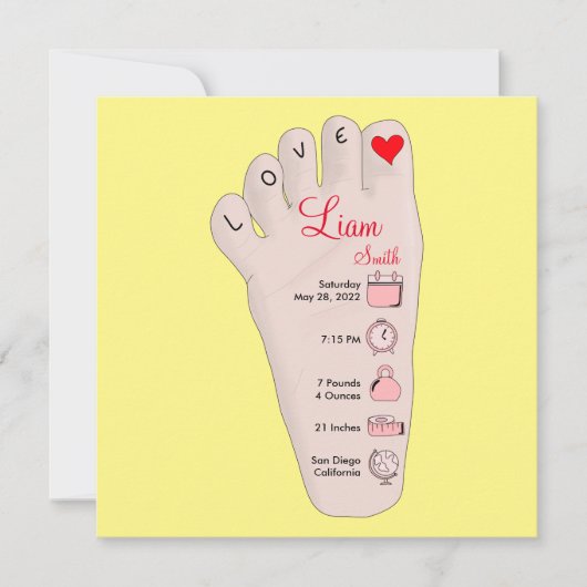 パーソナライズされた新生児ギフト誕生統計詳細 (正面)