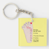 パーソナライズされた新生児ギフト誕生統計詳細 キーホルダー (正面)