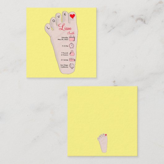 パーソナライズされた新生児ギフト誕生統計詳細 スクエア名刺 (正面/裏面)