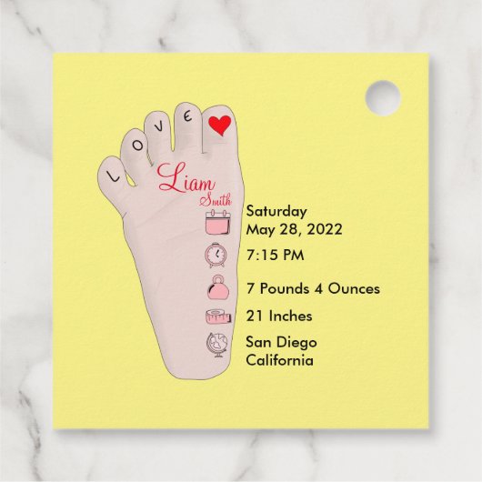 パーソナライズされた新生児ギフト誕生統計詳細 フェイバータグ (裏面)