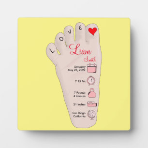 パーソナライズされた新生児ギフト誕生統計詳細 フォトプラーク