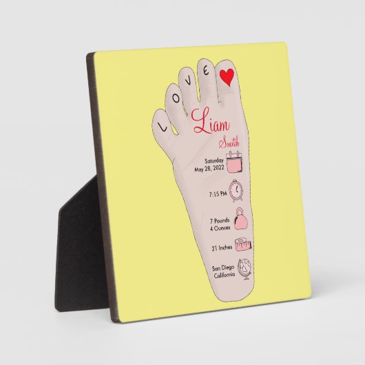 パーソナライズされた新生児ギフト誕生統計詳細 フォトプラーク (正面)