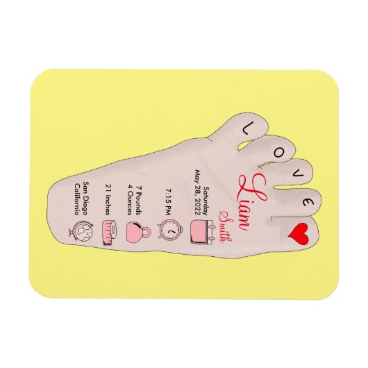 パーソナライズされた新生児ギフト誕生統計詳細 マグネット (横)