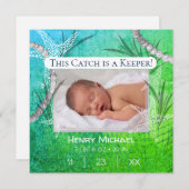 パーソナライズされた新生児フィッシングお知らせ 招待状 (正面/裏面)