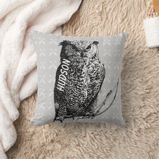 パーソナライズされた新生児ボーイズルームグレイ クッション (ブランケット)