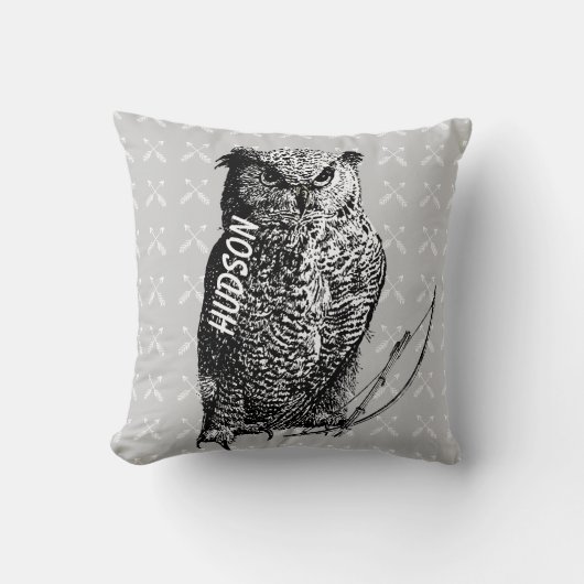 パーソナライズされた新生児ボーイズルームグレイ クッション (正面)