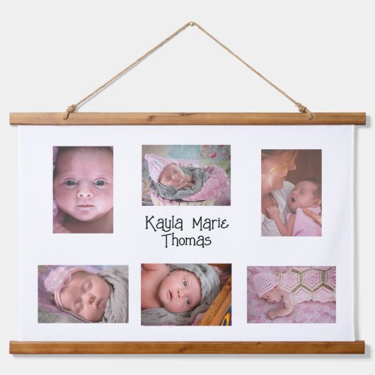 パーソナライズされた新生児写真ウォーぶら下がったル 吊り下げ型タペストリー (正面)