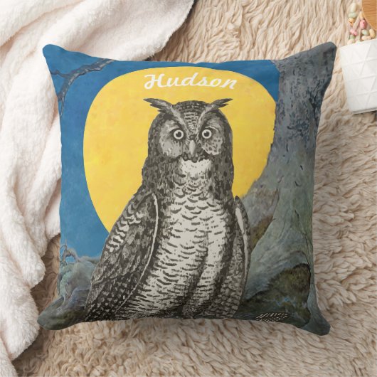 パーソナライズされた新生児少年の部屋かわいいフクロウ クッション (ブランケット)
