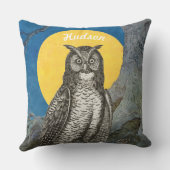 パーソナライズされた新生児少年の部屋かわいいフクロウ クッション (裏面)