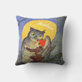 パーソナライズされた新生児少年の部屋かわいいフクロウ クッション (裏面)