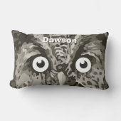 パーソナライズされた新生児少年の部屋かわいいフクロウ ランバークッション (正面)
