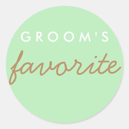 パーソナライズされた新郎のミントお気に入りのグリーンブラウン ラウンドシール (正面)