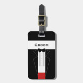 パーソナライズされた新郎の前夜祭スーツケースタグ ラゲッジタグ (正面縦)