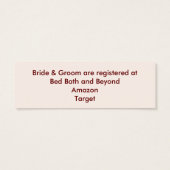パーソナライズされた新郎新婦スキニーレジストリカード (裏面)