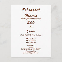 パーソナライズされた新郎新婦リハーサルディナー インビテーションポストカード