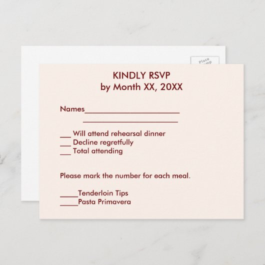 パーソナライズされた新郎新婦RSVPの結婚ポストカード インビテーションポストカード (正面/裏面)