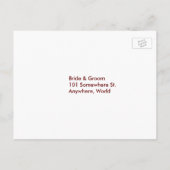 パーソナライズされた新郎新婦RSVPの結婚ポストカード インビテーションポストカード (裏面)