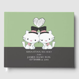 パーソナライズされた新郎猫をテーマにしたゲイ結婚ズ ゲストブック