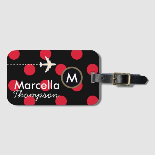 パーソナライズされた旅行水玉模様 ラゲッジタグ (正面横)
