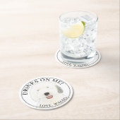 パーソナライズされた旧英シープドッグ結婚犬 ラウンドペーパーコースター (インサイチュ)