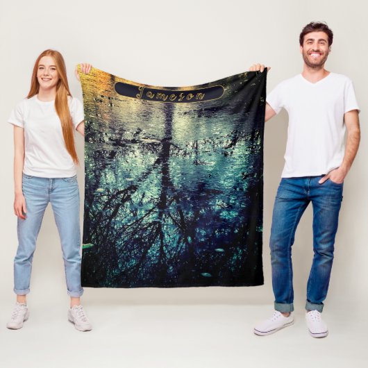 パーソナライズされた春ツリーの反射 フリースブランケット (インサイチュ)