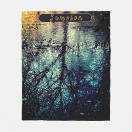 パーソナライズされた春ツリーの反射 フリースブランケット