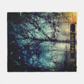 パーソナライズされた春ツリーの反射 フリースブランケット (正面(横))