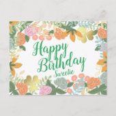 パーソナライズされた春バラフローラハッピーバースデー ポストカード (正面)