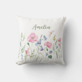 パーソナライズされた春フローラ水色 クッション (正面)
