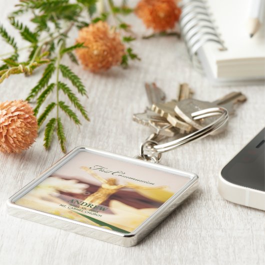 パーソナライズされた最初の聖餐式 キーホルダー (側面)