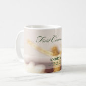 パーソナライズされた最初の聖餐式 コーヒーマグカップ (正面左)