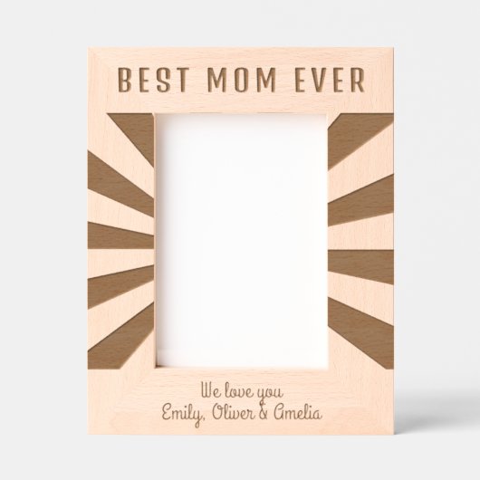 パーソナライズされた最高のお母さんサンバースト形見 レーザー彫刻フレーム (正面)