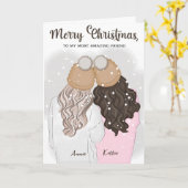 パーソナライズされた最高のシンプルフレンド女の子らしクリスマス カード (黄色い花)