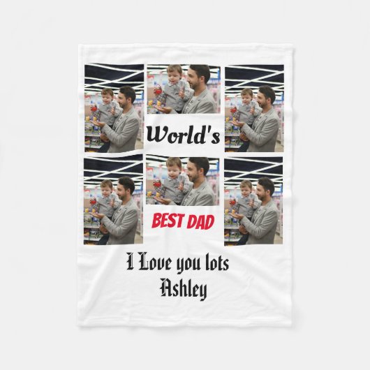 パーソナライズされた最高のパパは6枚のコラージュ フリースブランケット (正面)