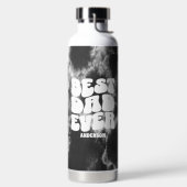 パーソナライズされた最高のパパエバーブラック絞り染め ウォーターボトル (左面)