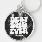 パーソナライズされた最高のパパエバーブラック絞り染め キーホルダー (正面)