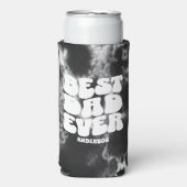 パーソナライズされた最高のパパエバーブラック絞り染め スリム缶クーラー (Seltzer正面)