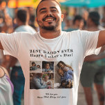 パーソナライズされた最高のパパEver写真コラージュシンプル Tシャツ<br><div class="desc">コンテンポラリーDADDY モダン EVER 最高の Happy Father's Day 4 family photo collage シンプル keepsake白と黒のTシャツとタイポグラフィのスクリプトテンプレート。          4つのファミリ写真とテキストで独自の作成！文字の色を変更できる。              父の日やパーソナライズされた誕生日の父やおじいちゃんへの可愛い贈り物。</div>