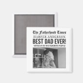 パーソナライズされた最高のパパEver Newspapard写真 マグネット (正面/裏面)