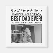 パーソナライズされた最高のパパEver Newspapard写真 マグネット (正面)