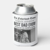 パーソナライズされた最高のパパEver Newspapard写真 缶クーラー (缶正面)