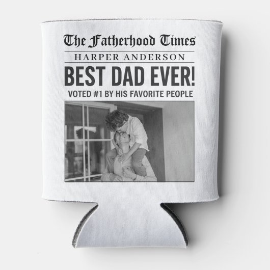 パーソナライズされた最高のパパEver Newspapard写真 缶クーラー (正面)