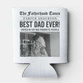 パーソナライズされた最高のパパEver Newspapard写真 缶クーラー (裏面)