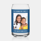 パーソナライズされた最高のパパEver Photo Blue ガラス缶 (裏面)