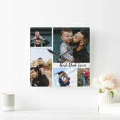 パーソナライズされた最高のパパEver Photo Collage スクエア壁時計 (ホーム)