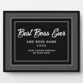 パーソナライズされた最高のボス白黒スクリプト フォトプラーク (正面)