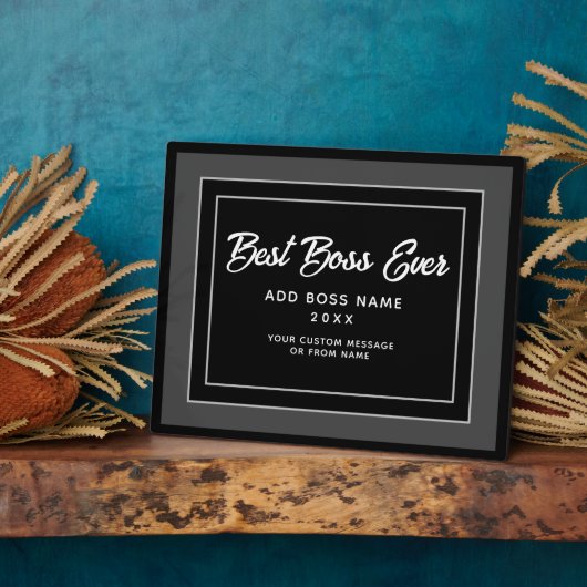 パーソナライズされた最高のボス白黒スクリプト フォトプラーク (側面)